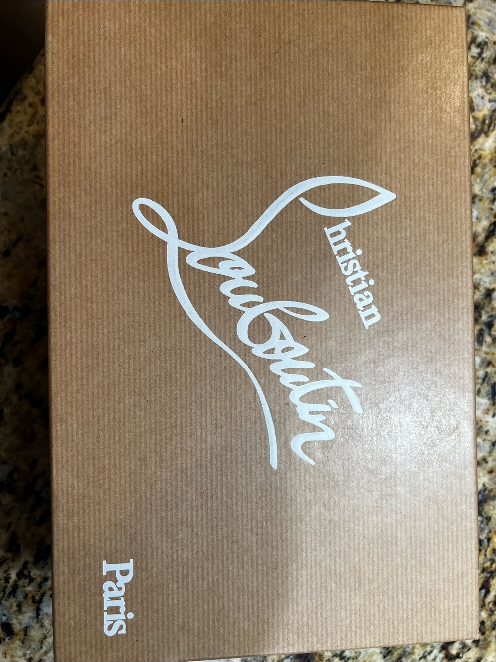 Christian Louboutin Brown and White Logo Shoe Box